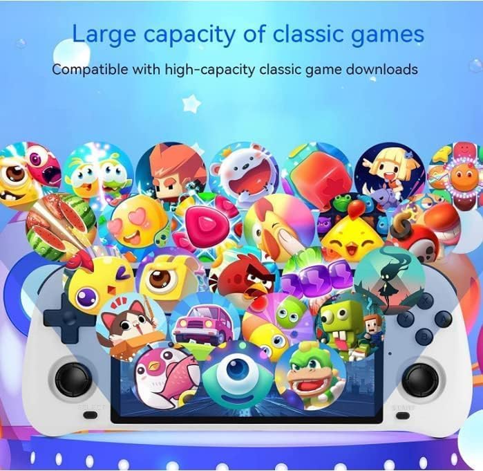 RGB10 MAX 2 Video Game Console, 5 "IPS Screen Handheld Game System Multi-Emulator 10000 Games, Retro Game Console Built-in Game 64G, (White) Plus Free toughened Film and Box