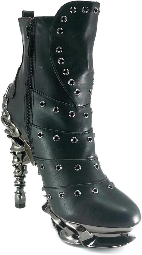 Women's Hades Raven Steampunk Leather Ankle Boots Pump Heels Victorian Gothic /UK:SIZE 7