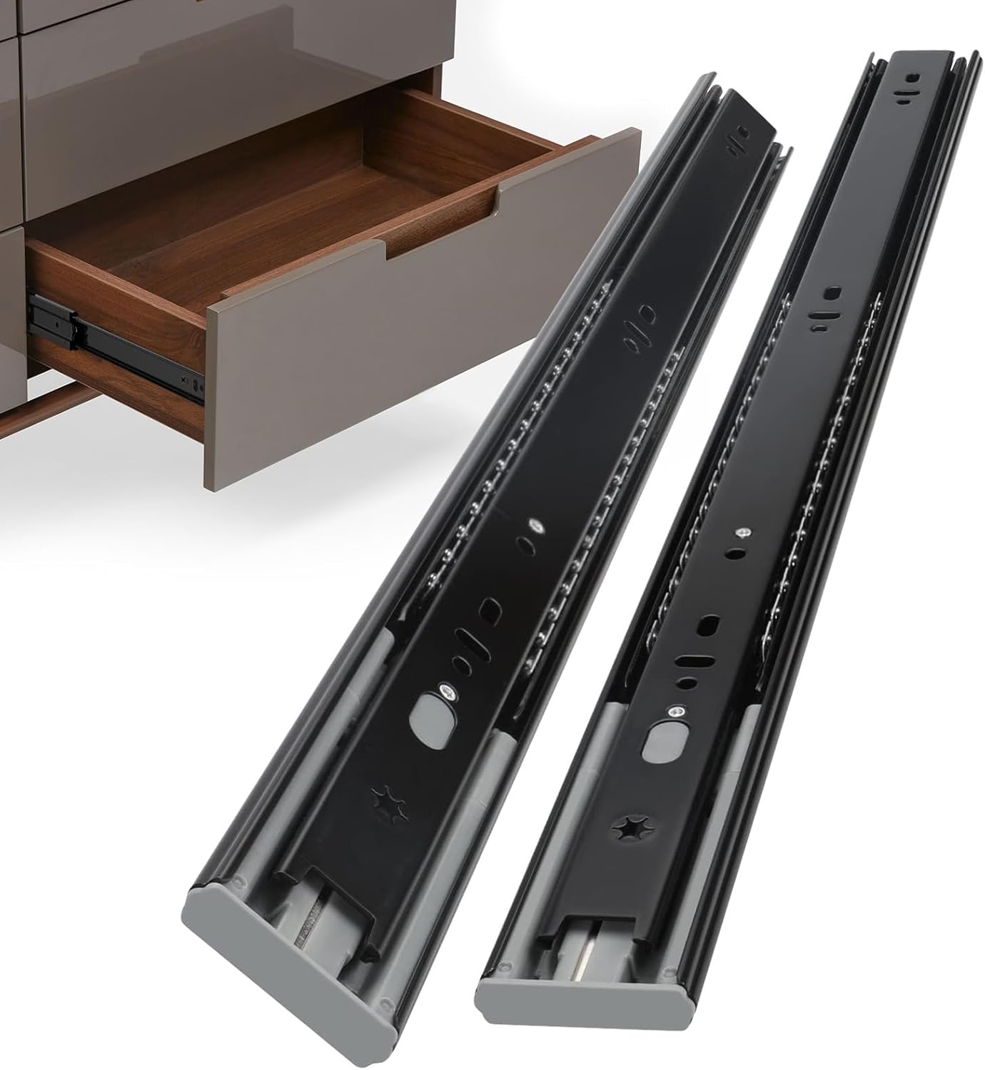 Goldenwarm 14 Inch Black Soft Close Drawer Slides 20 Pack 10 Pair Full Extension 100lb Side Mount Ball Bearing for Kitchen Cabinet