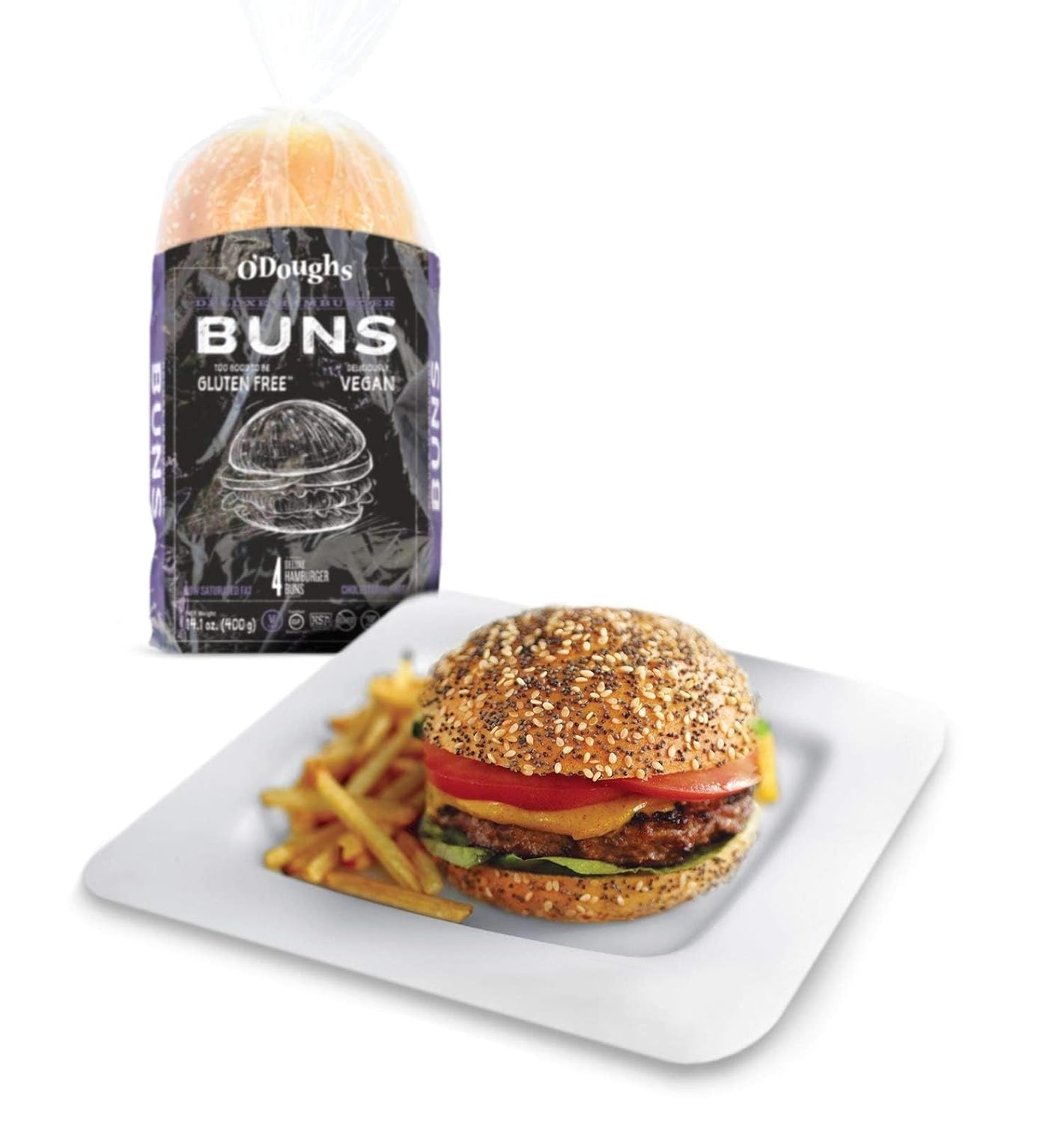 O'Dough Gluten Free Deluxe Hamburger Buns, 14.1 Ounce [6 Packs]