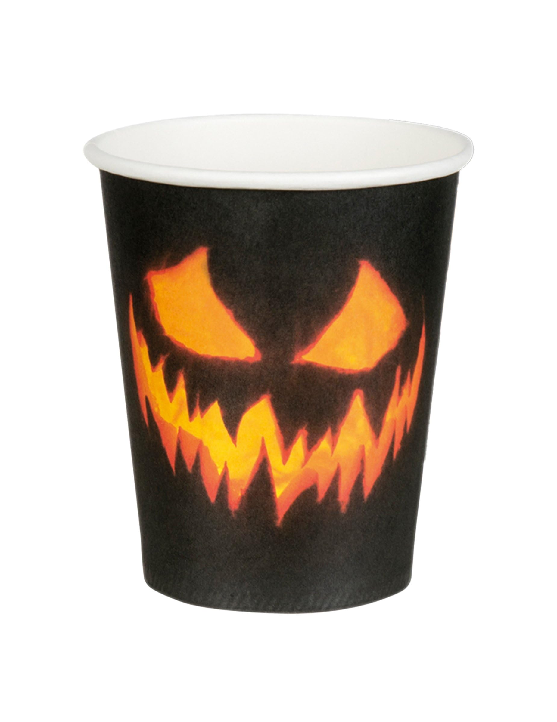Boland 6er-Set Gruselige Kürbis-Pappbecher – 250 Ml Fassungsvermögen, Höhe 8,8 Cm | Halloween-Deko & Party-Accessoire Für Getränke