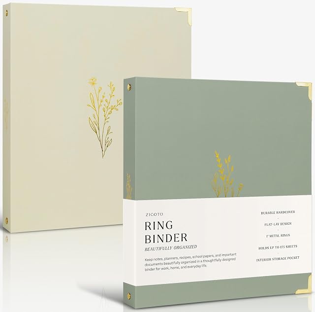 Esthétique 3 Ensemble de Binder de bagues 2 - Sturdy 1 Le Binder de pouce correspond à la lettre du papier - Un porte-mignon pour les femmes ou les hommes avec une poche organise facilement votre paperasse pour l'école, le bureau ou le travail