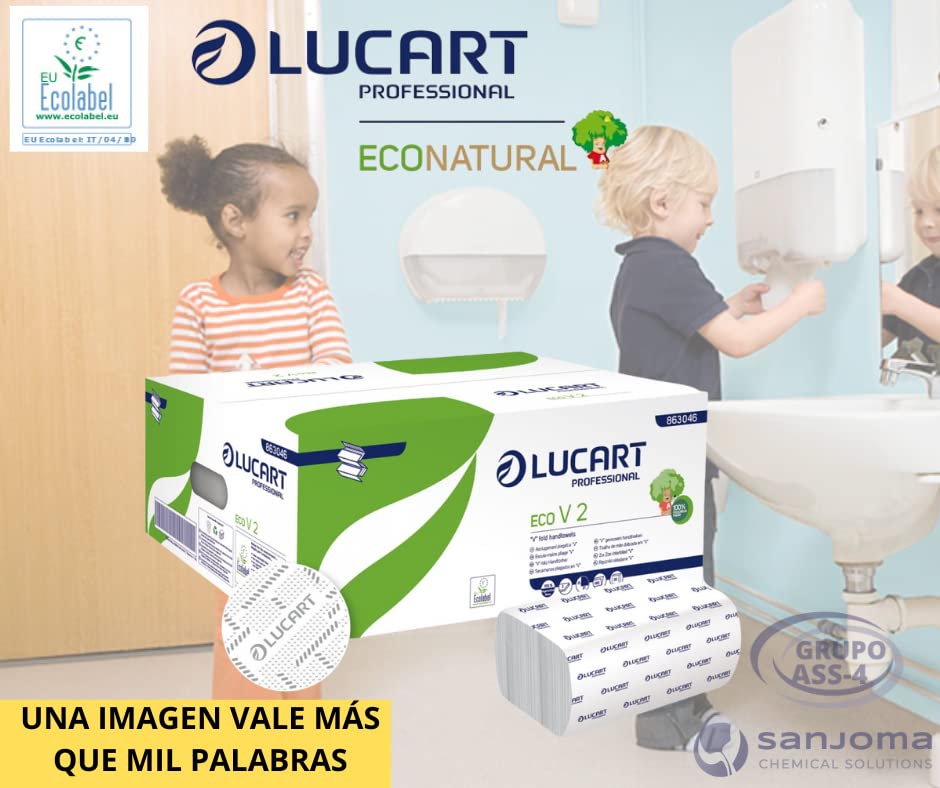 Toallas de papel Lucart | Secador de manos suaves y absorbentes | Compatible dispensador | Certificado ecológico