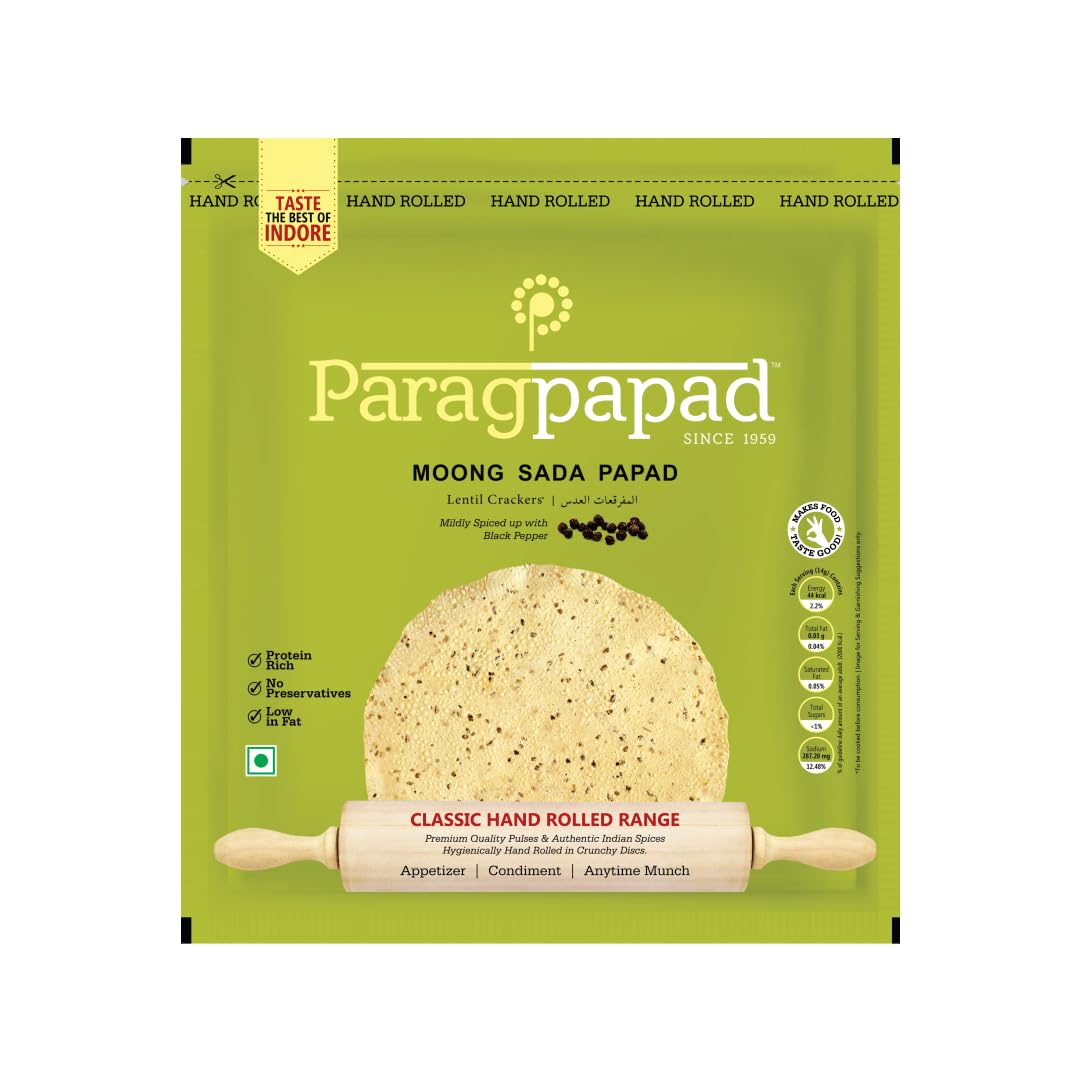 PARAG PAPAD - CLASSIC MOONG SADA PAPAD - 400 gms | HandMade Papad | Handrolled Papad 7" INCH (B011ITHIUQ) Amazon Price History, Amazon Price Tracker