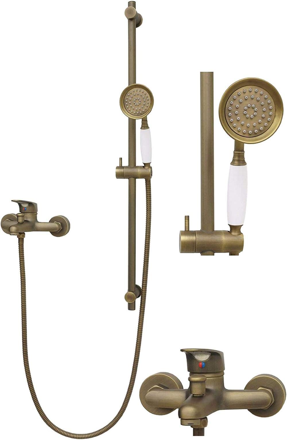 Robinet de baignoire rétro en laiton avec colonne de douche design d'époque