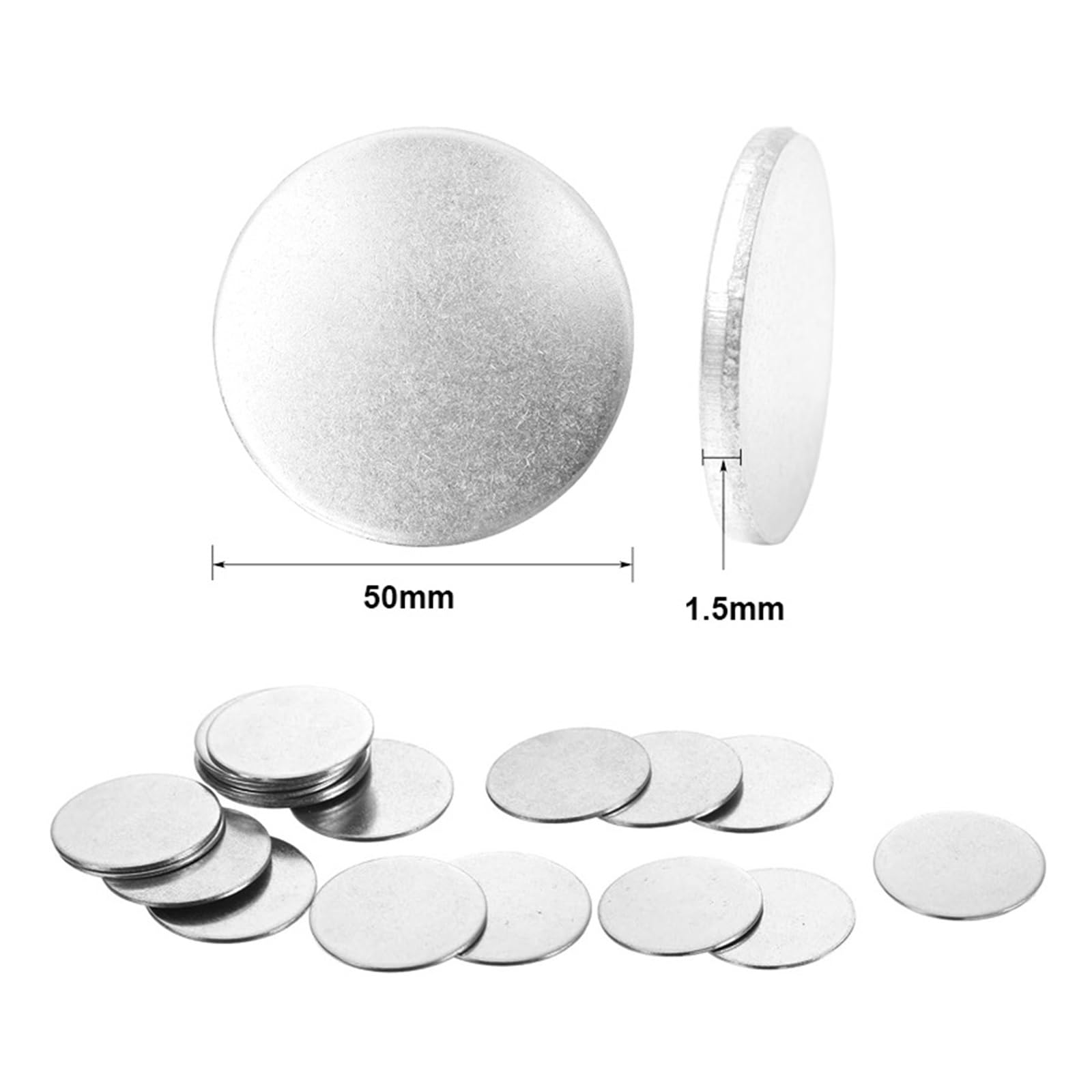 Edelstahl-Runds Scheiben 50 Mm – 10 Stück, 0,8 Mm Dicke, 304er Qualität