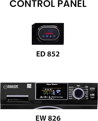 Equator Premium Stackable 15 Lbs Washer 1.62cf 110V+Vented Digi Dryer 3.5cf 110V(Black)