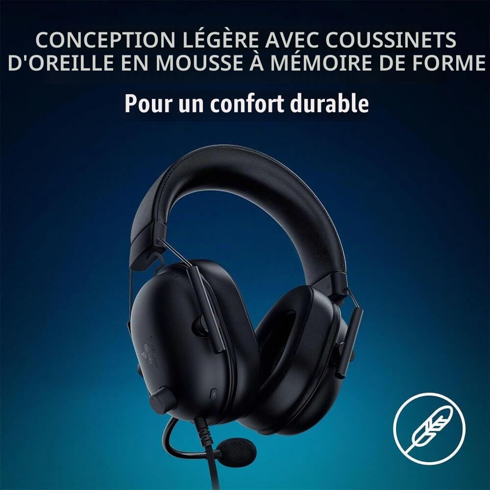 Razer BlackShark V2 X Casque de Jeu PlayStation : Pilotes de 50 mm – Micro cardioïde – Légers – Confortables – Écouteurs à Isolation Acoustique – pour PS5, Xbox Series X, PC, commutateur Via Prise