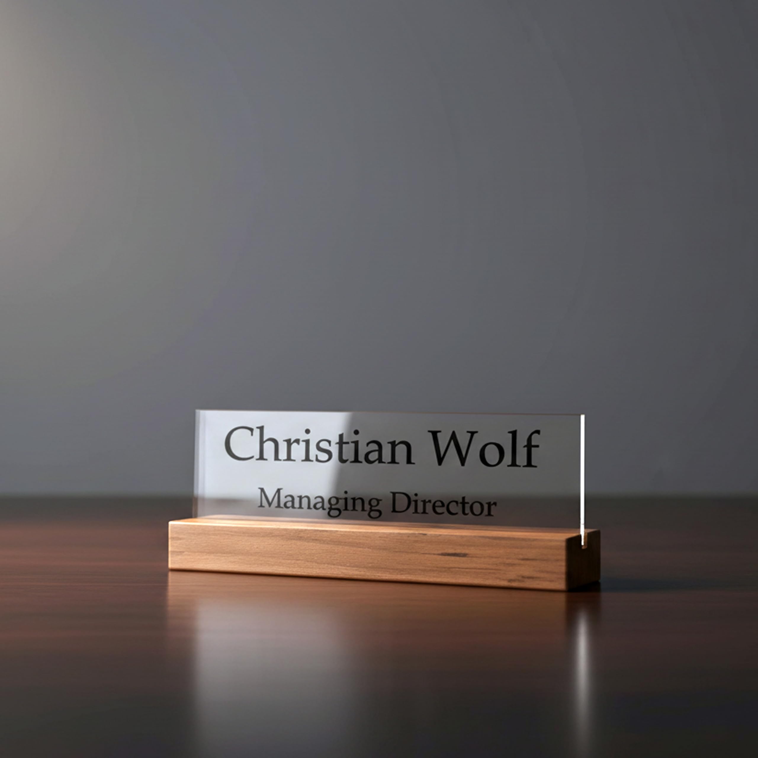 Customized Desk Name Plate with Wooden Base | Personalized Office Table Name Plate | Black Acrylic (Model 1) — Amazon image 10