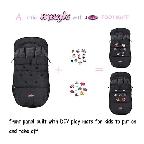Miniatura 9 de Saco impermeable para cochecito de invierno, bolsa universal compatible con todos los cochecitos, relleno de algodón 3D para cochecito de niño