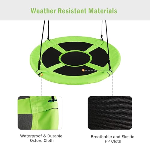 Miniatura 6 de Costzon - Platillo volador de 40 pulgadas, columpio seguro y resistente para niños de fácil montaje, cuerdas ajustables, ideal para el parque de