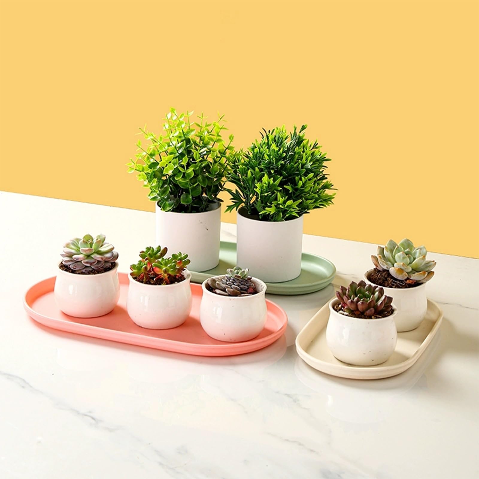 Juego de 5 cubos rectangulares de plástico, bandeja de comida para café, ideal para comedor, dormitorio, baño, recipientes de almacenamiento duraderos color marrón (31 x 16 cm)