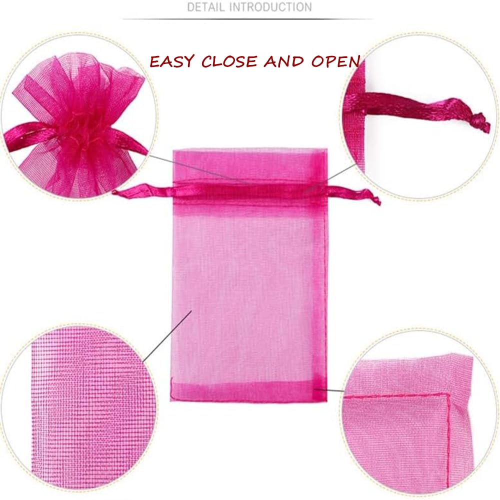 50 Sachets Organza 20x30 Cm - Multicolores Avec Cordon