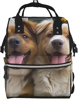 Funny dogs Diaper Bag Backpack Multifunction Nappy Bags Waterproof Mummy Backpack Large Capacity Travel Essentials Baby Bag with Changing Pad, Pacifier Holder