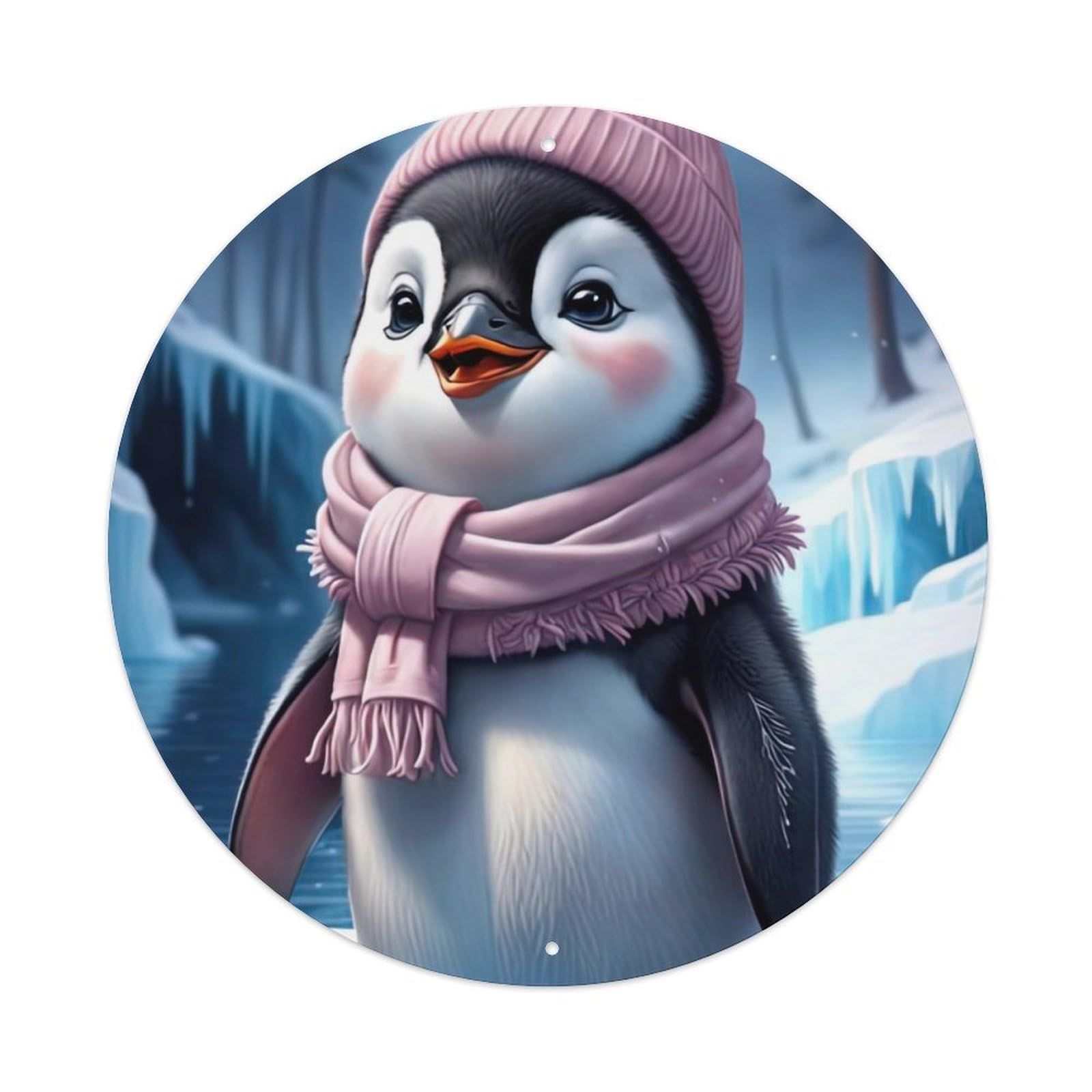 Animal Artwork Happy Penguin Vintage Metal Tin Sign Plaque Wall Decor for Cafe, Club Bar, Office, Garden Metal Poster 8x8Inch