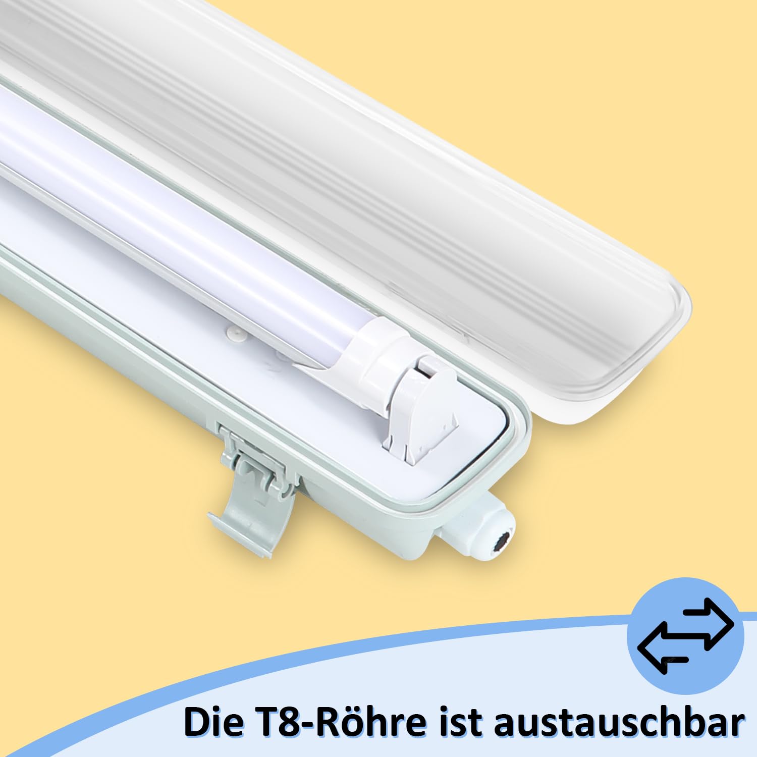 Lampe LED pour locaux humides Lampe à vasque 120cm 18w 1530lm blanc neutre 4000k Tube LED T8, IP65 étanche Lampe pour locaux humides Lampe d'atelier pour garage, cave, bureau - 1 pièce