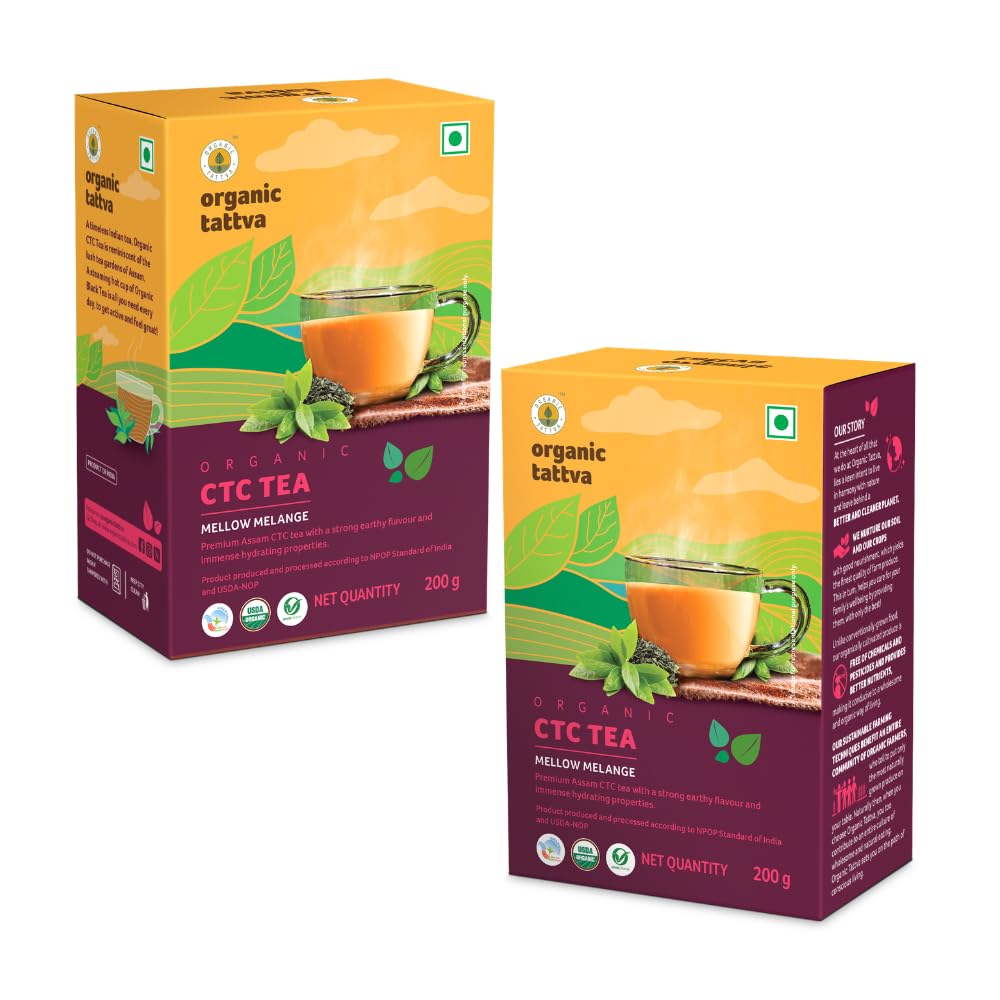 Organic Tattva Premium Assam CTC Black Tea (Chai) 400 Gram | With Goodness of Protein, Calcium, Iron and Vitamins | Strong Earthy Flavour and Rich in Antioxidants | 200 Gram Each-image-4