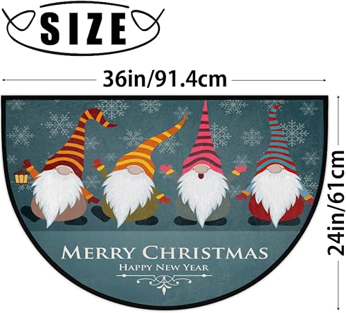Miniatura 3 de Felpudo de medio círculo de gnomos de Feliz Navidad, 36 x 24 pulgadas, tapete para entrada interior para entrada al aire libre, decoración de puerta
