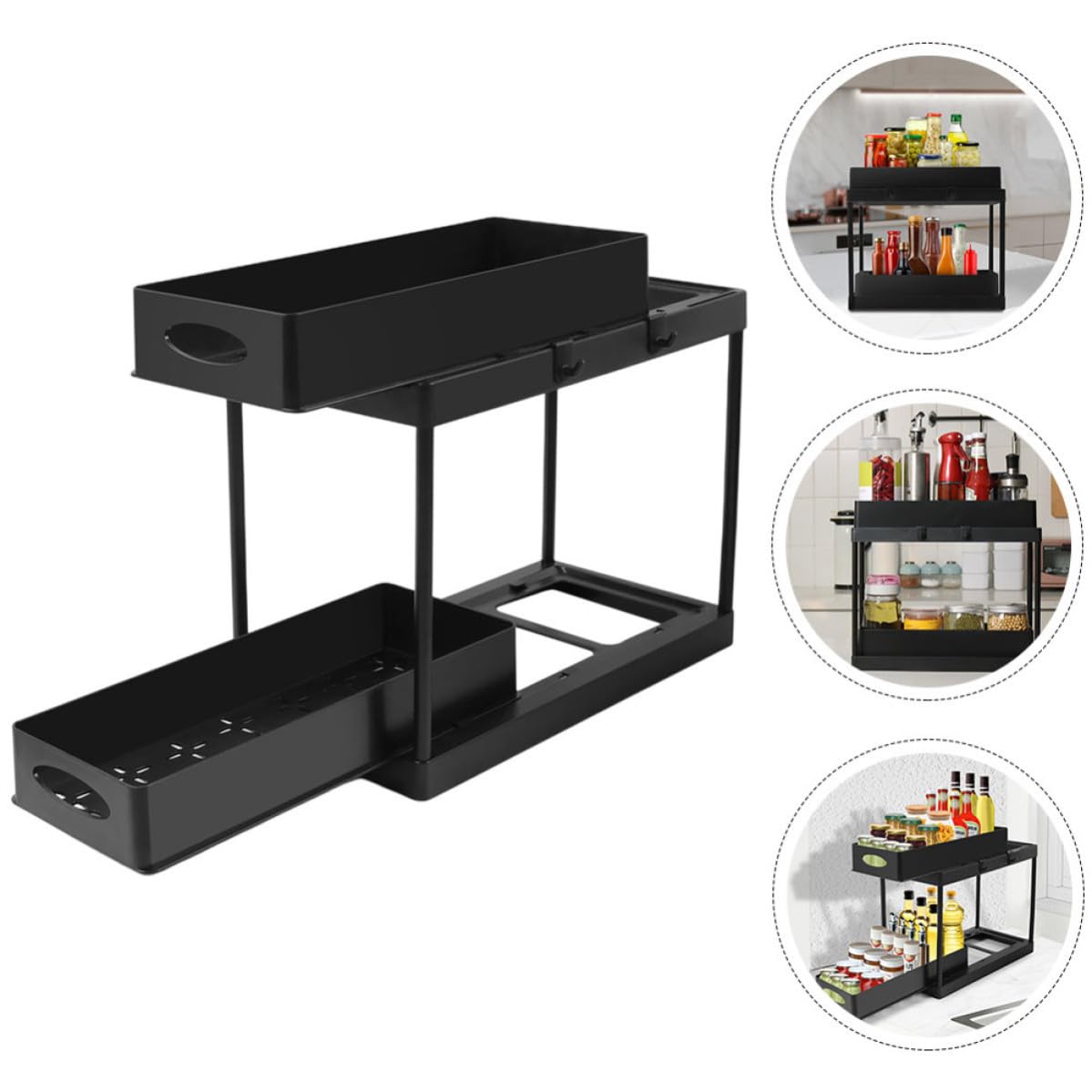 Artibetter Organizzatore Sottolavello a Due Livelli Scorrevole in ABS Nero