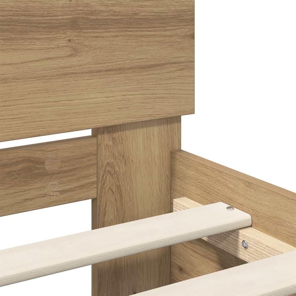 vidaXL Estructura de Cama con Tiras LED Roble Artisan 90 x 190 cm