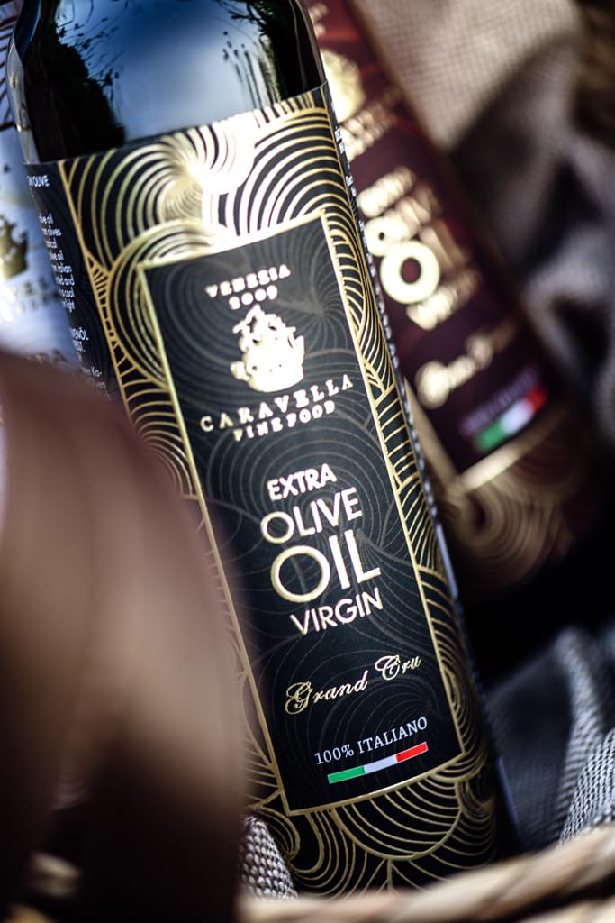 Caravella Fine Food - Paquete x 3 - Aceite de oliva virgen extra Grand Cru Olio EVOO Extravergine 500 ml x3-100% italiano - Colección gourmet, extracción en frío, alto contenido antioxidantes