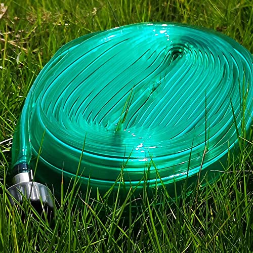 Funjee Pvc Flat Soaker Hose 1/2'', Drip Hoses, Saves 70% Water, For Garden/Vegetable (50Ft, Green) #TOP6