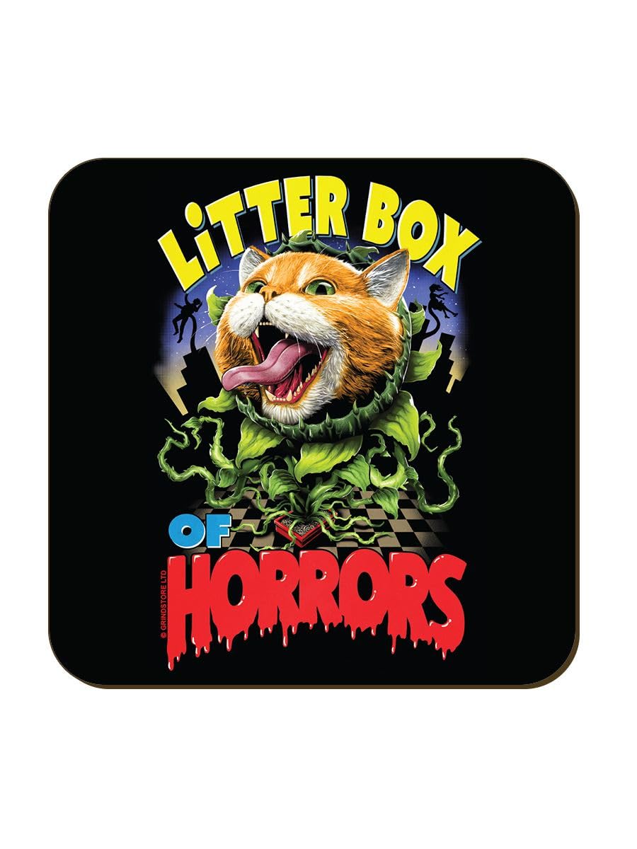 Grindstore Multicolour Horror Cats Litter Box Of Horrors Coaster