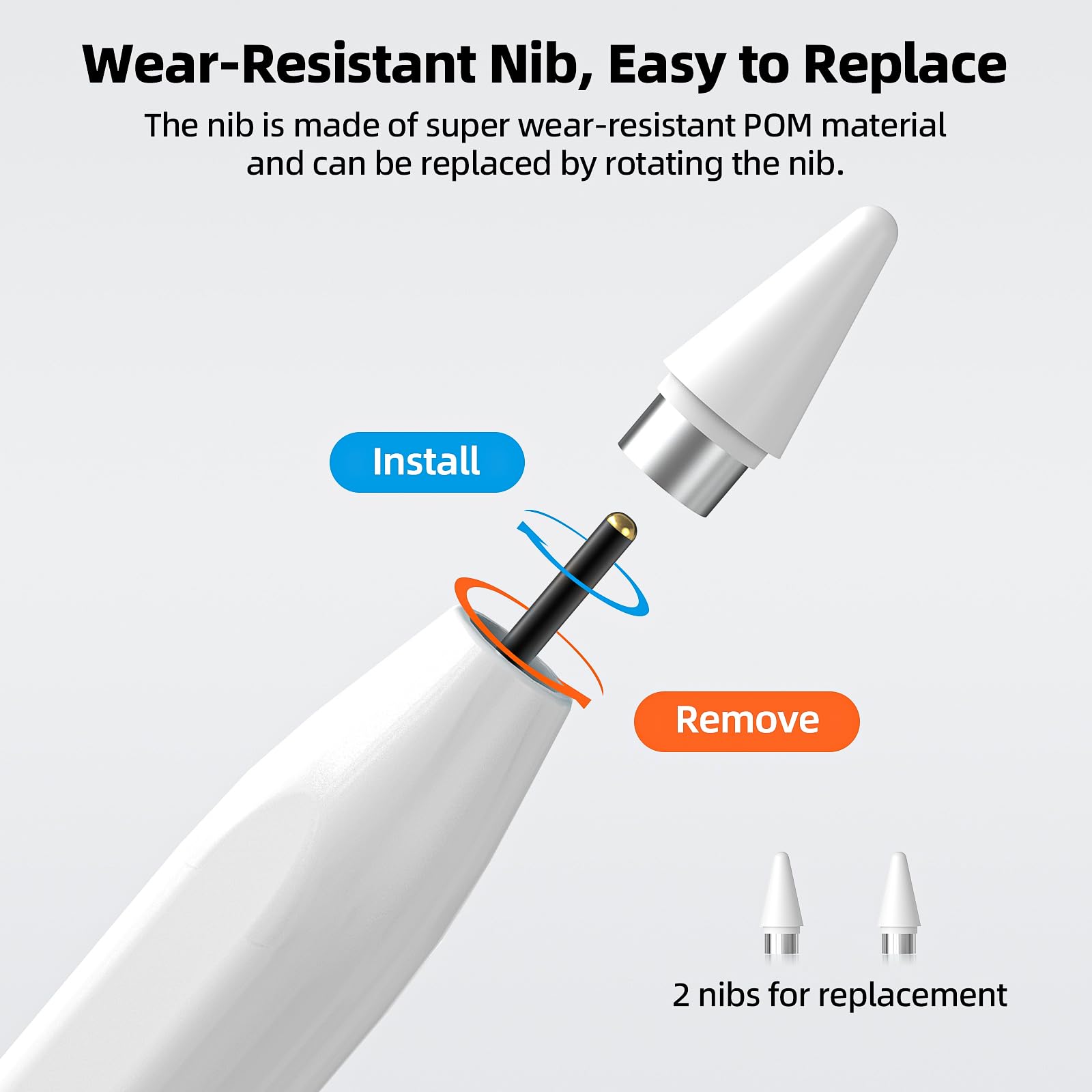 Bettdow Pom Stylet pour écran Tactile Capacitif de USB-C Compatible avec Tablette Samsung Galaxy, Xiaomi Pad, Lenovo et Tablettes, Blanc