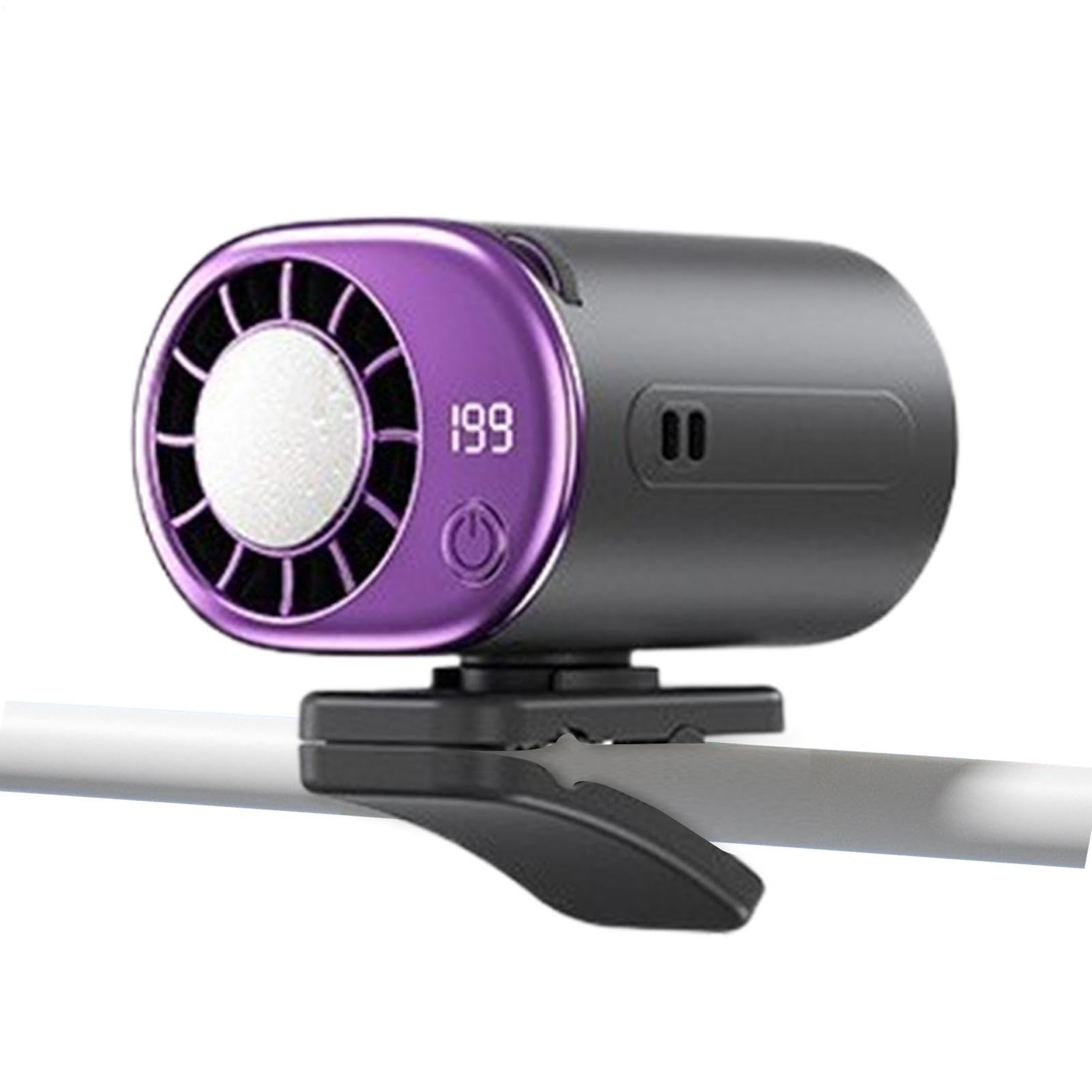 Ventilateur portable à pince pour voiture et camping-car avec éclairage LED