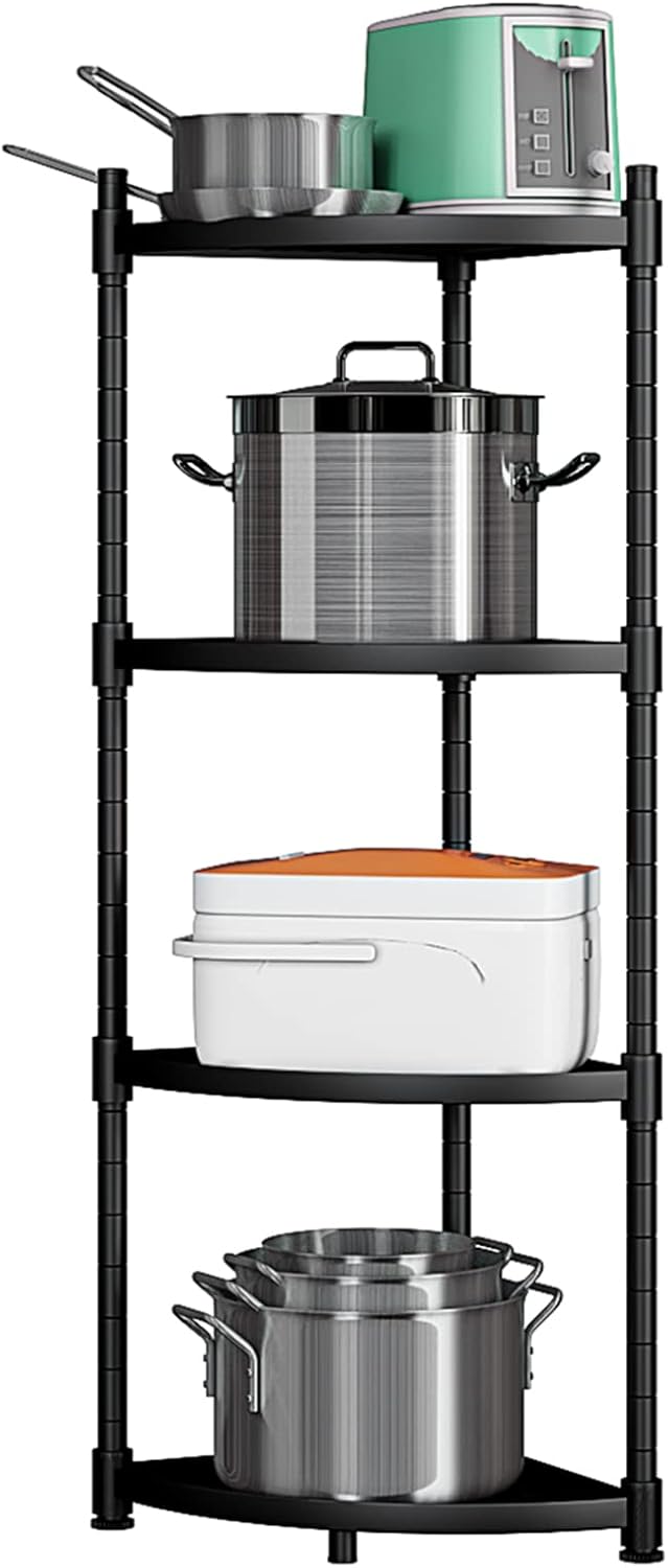 JEROAL 4Tier Corner Shelf, Metal Storage Display Shelving Unit, Heavy Duty Height