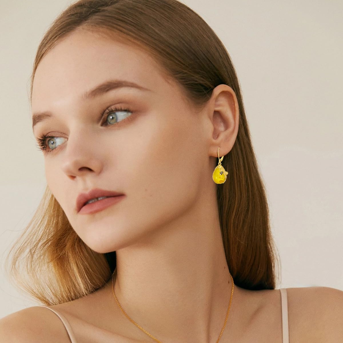 VONALA Orecchini in ambra a goccia, design ape e nido d'ape, argento sterling 925, senza nichel e senza piombo, ideali per abbigliamento casual o formale, perfetti come regalo per ogni occasione
