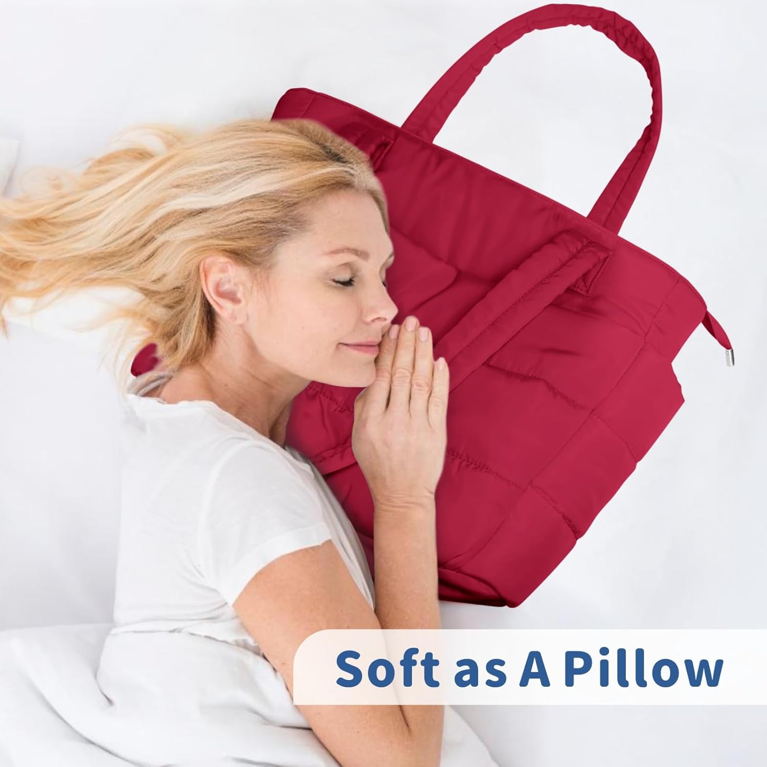 TOPDesign Puffer Tote Bag for Women, Lightweight Puffy Handbag with Compartments, Quilted Shoulder Bag for Work, Travel, Gym - Image 2