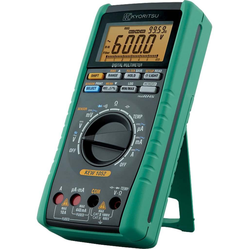 Kyoritsu Kew 1052 mutlimetro Digital TRMS/Valor Medio con Gran Precisión para la tamaño de tensioni AC/DC, Corriente AC/DC, resistencia, continuidad, prueba diodo, Capacidad, Frecuencia, Gris