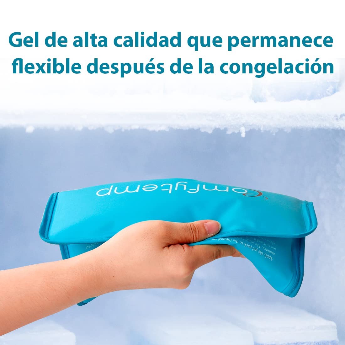 Comfytemp Bolsas Gel Frio Reutilizables con Correas, 27 x 37 cm, Bolsa Hielo Grande para Hombros, Rodillas, Codos, Caderas, Espalda, Frío/Calor Compresas para Esguinces, Hinchazón y Contusiones Azul