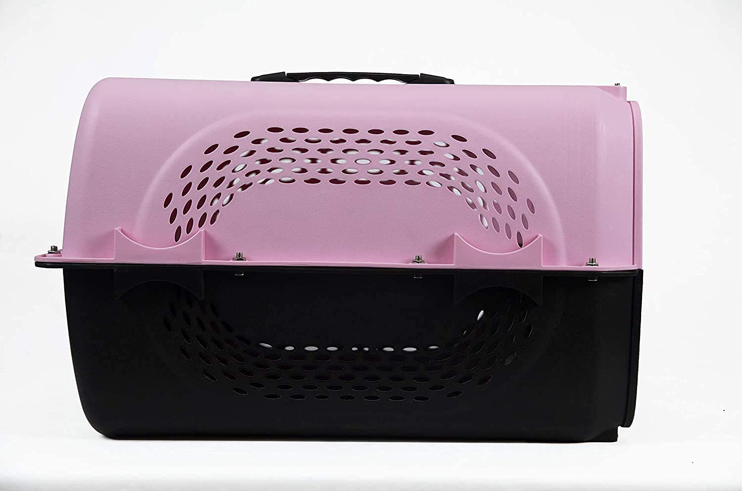 IATA Approved Pet Travel Carrier Plastic Handle Hinged Door Folding Crate Transport Box Crate Cage for Puppies & Cats, Size 18Inch (Pink)-image-33