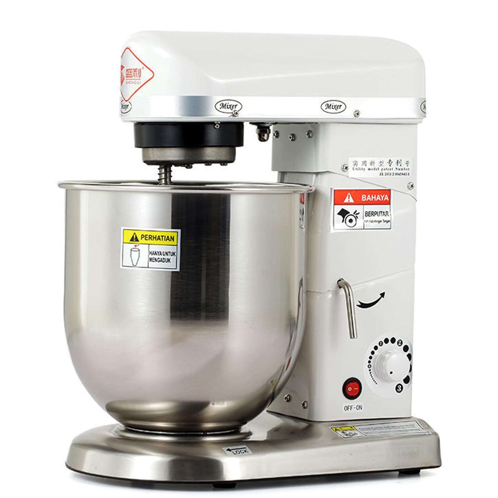 PixCy Impastatrice Planetaria,Ciotola 5 L/7L/10L,Accessori - Frusta,Gancio Impastare E Mescolatore,Impastatrice per Pizza,Pane E Dolci - Perfetta per Ogni Cucina 5L-White