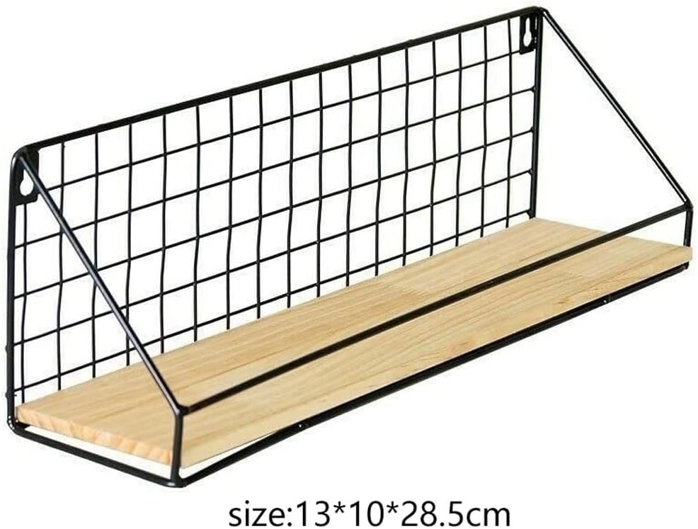 JSEIAJB Wooden&Iron Wall Shelf Organizer Holder Kitchen Supplies Hanging Storage Cabinet Organizer For Home/Bathroom(Onecolor)