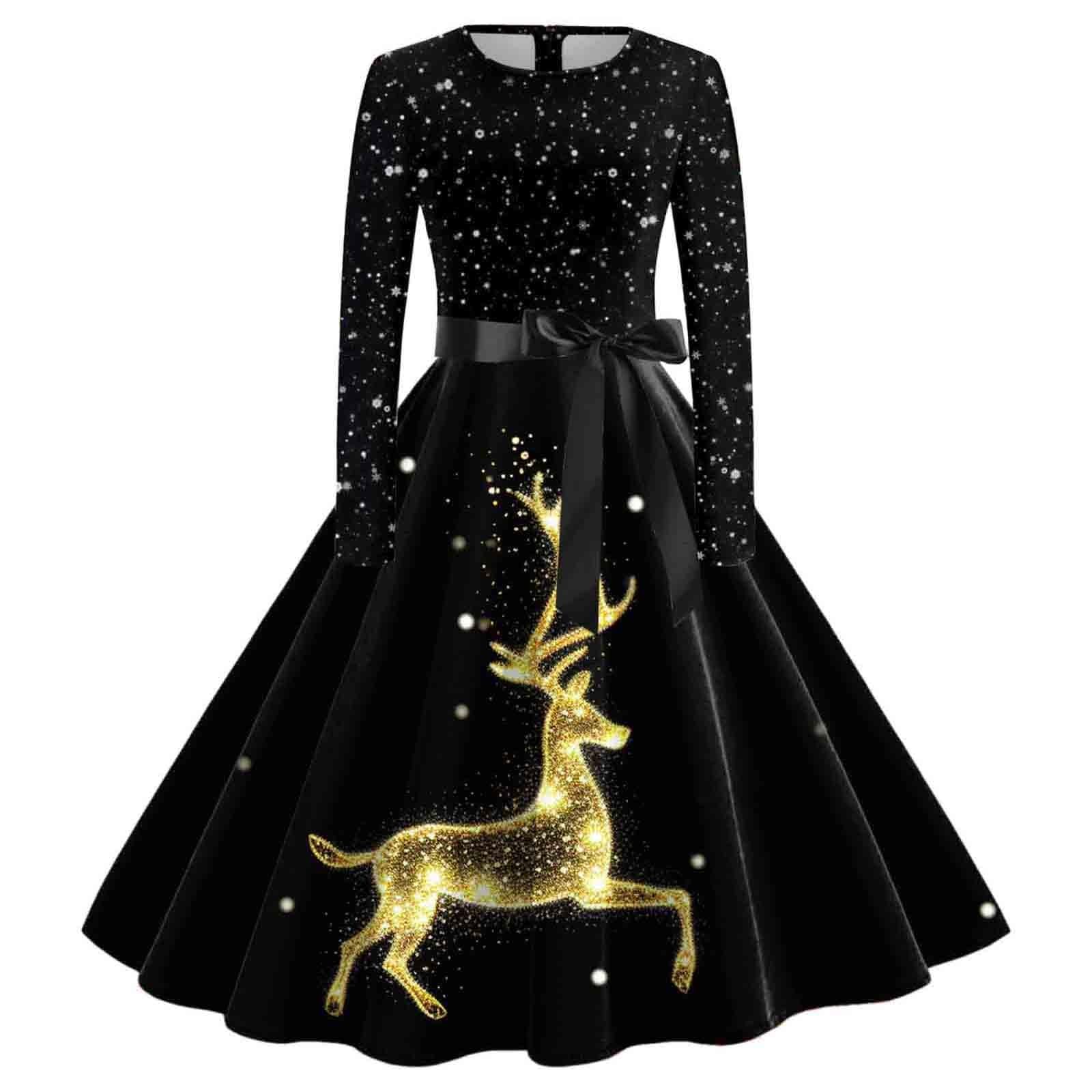 Robe de soirée col rond et manches longues textile fluide infroissable - 4