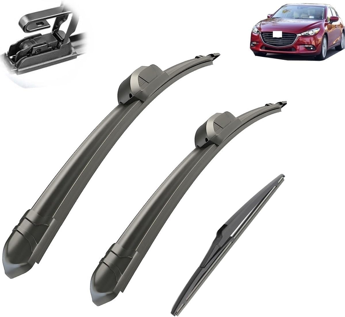 DZTYNKO Car Windscreen Wiper Blades Set for Mazda 3 Axela Hatchback 2014-2020, Front Window Wipers for Clear Visibility, Replacement Wiper Blades