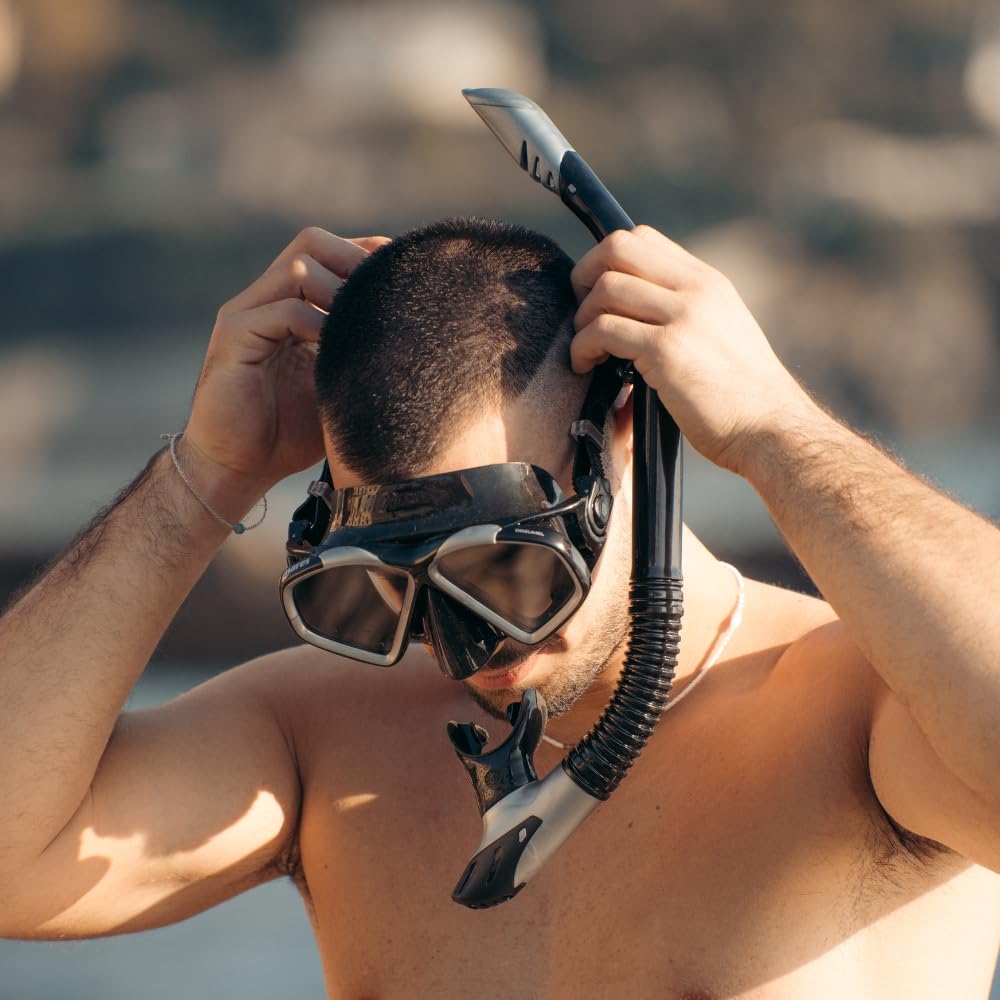 Mares Combo Cozumel Splash - Kit de máscara de Tubo para Adultos, Vidrio Templado, Snorkel semiDry, válvula de Purga