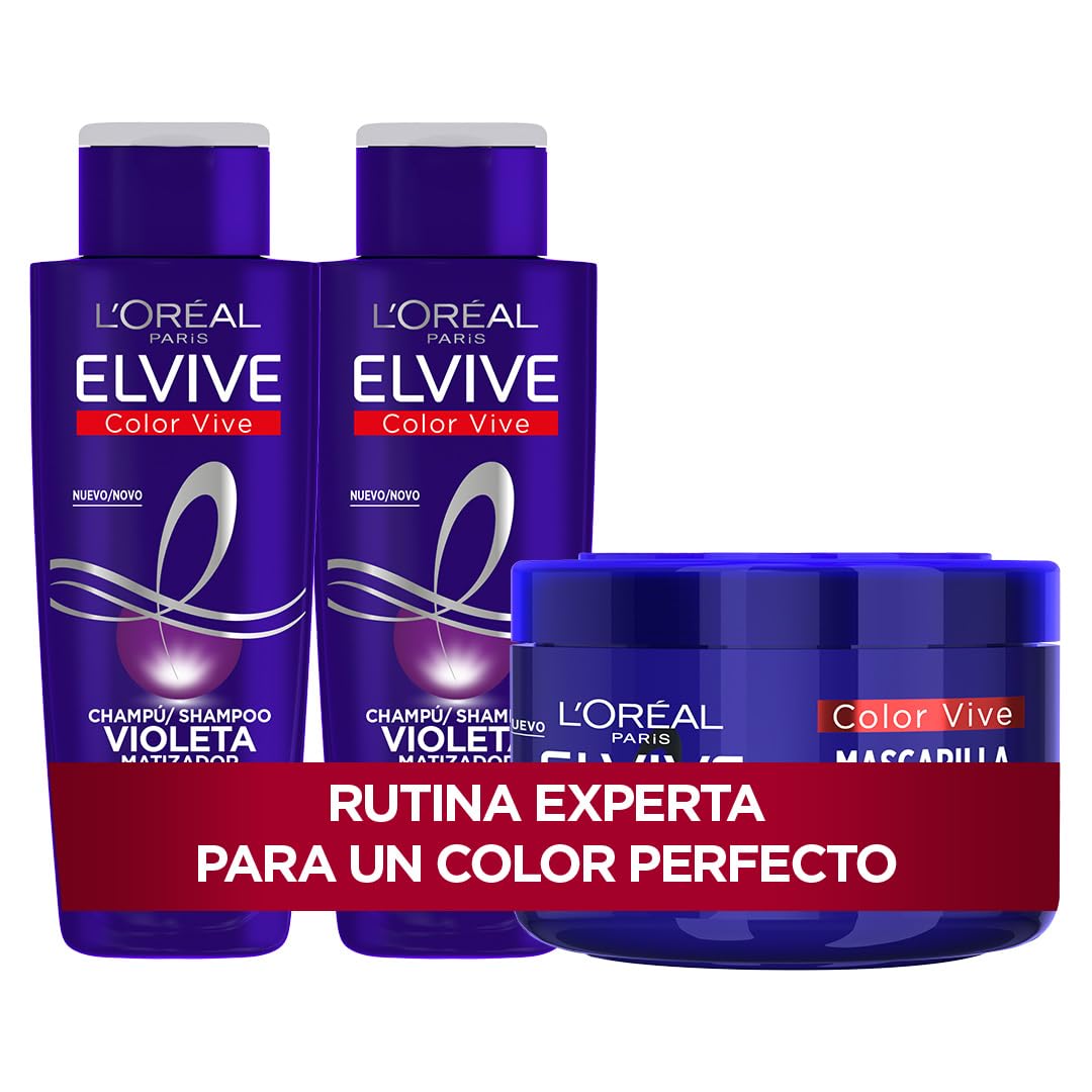 L'Oréal Paris Pack ELVIVE Color Vive Violeta Champú y Mascarilla para Pelo Teñido