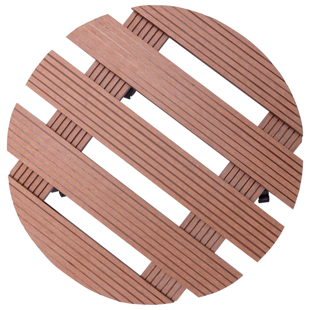 Pflanzenroller 4er Set Braun Ø30 cm WPC Pflanzenuntersetzer mit Rollen rund fahrbarer Blumenroller für Blumentopf tragfähig bis 100 kg wetterfest Transportroller Garten Balkon