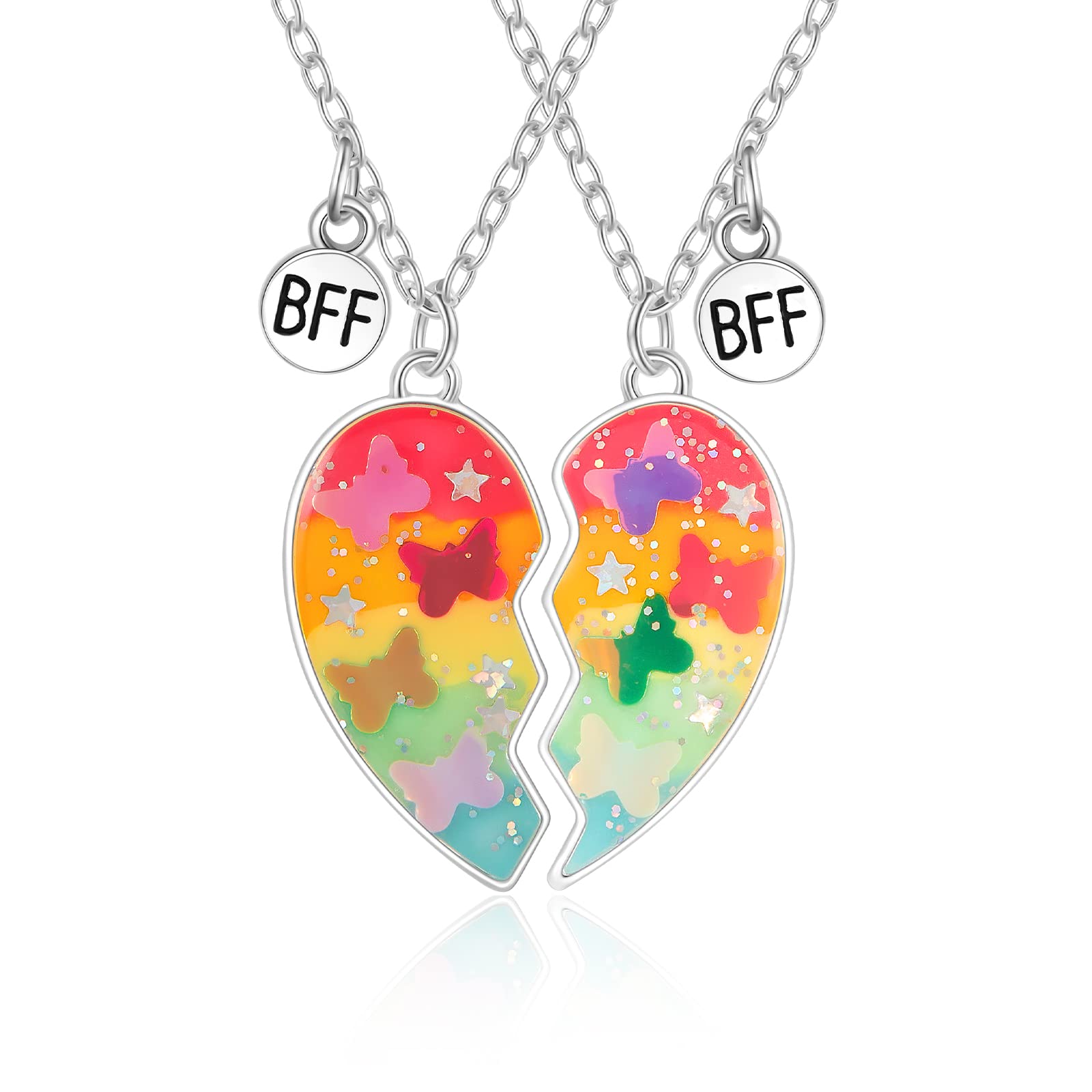 Cosysparks Collane BFF per 2,Collane Magnetiche di Amicizia per 2 Ragazze Sorella Collana di Corrispondenza Cuore Butterfly Pendant BFF Collana per Ragazze Laurea Compleanno Regali di Natale