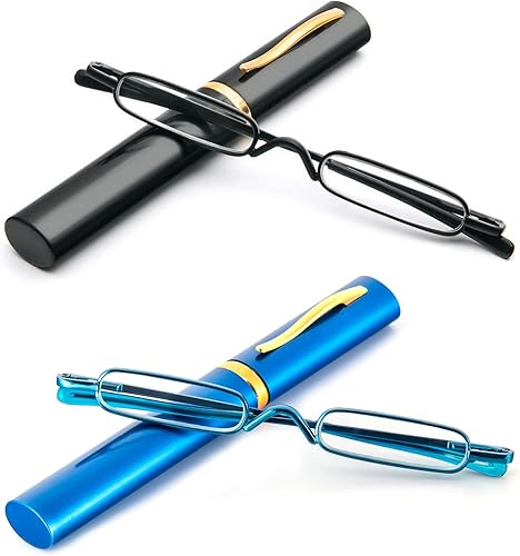 DXYXYO Mini lentes de lectura para mujeres y hombres, compactos, pequeños, de bolsillo, con estuche portátil