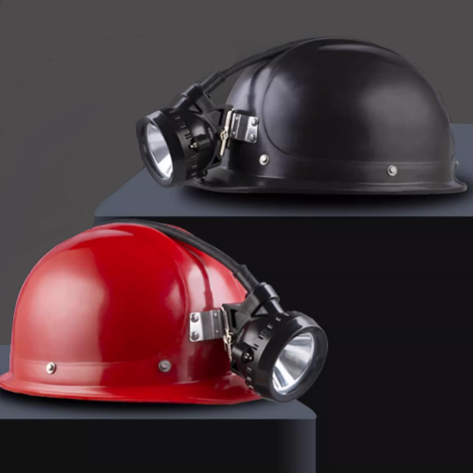 Lampa górnicza montowana na głowicy 5 W, mocna lekka, ultra jasna, mocna, lekka lampa górnicza odporna na wybuch w kopalni węgla (z czarnym hełmem)