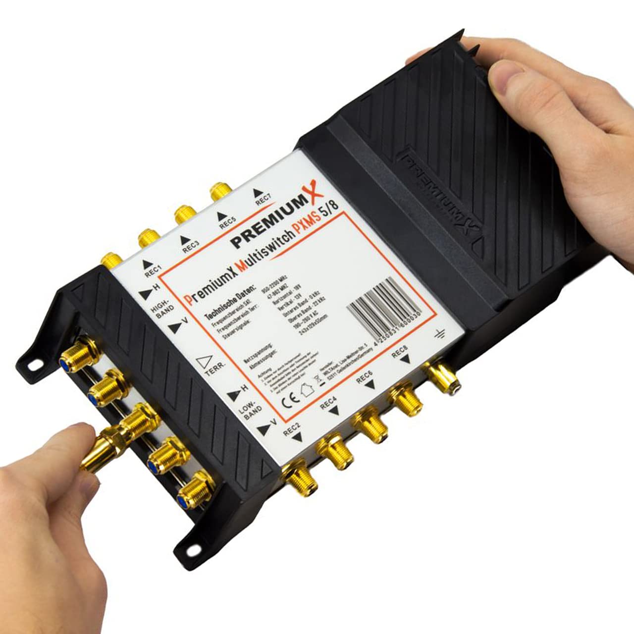 PremiumX Satelliten-Komplettanlage Fuba DAA 780 A Satellitenschüssel Alu Anthrazit 5/8 Multischalter Quattro LNB 24x F-Stecker, 1 SAT 8 Teilnehmer