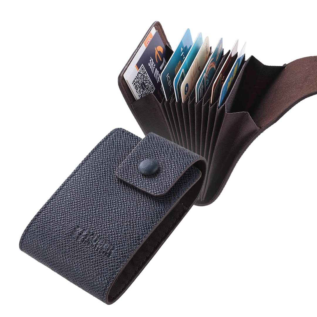 Kuber Industries Wallet for Women/Men | Card Holder for Men & Women | Leather Wallet for ID, Visiting Card, Business Card, ATM Card Holder | Slim Wallet | Button Closure, Blue-image-14