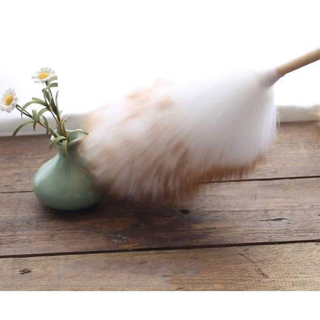 spolverini per la pulizia, Set Piumino Spolverino in lana d'agnello con manico in legno massiccio, flessibile, buona presa, antistatico, piumino for spolverini con manico for pulizia domestica e profe