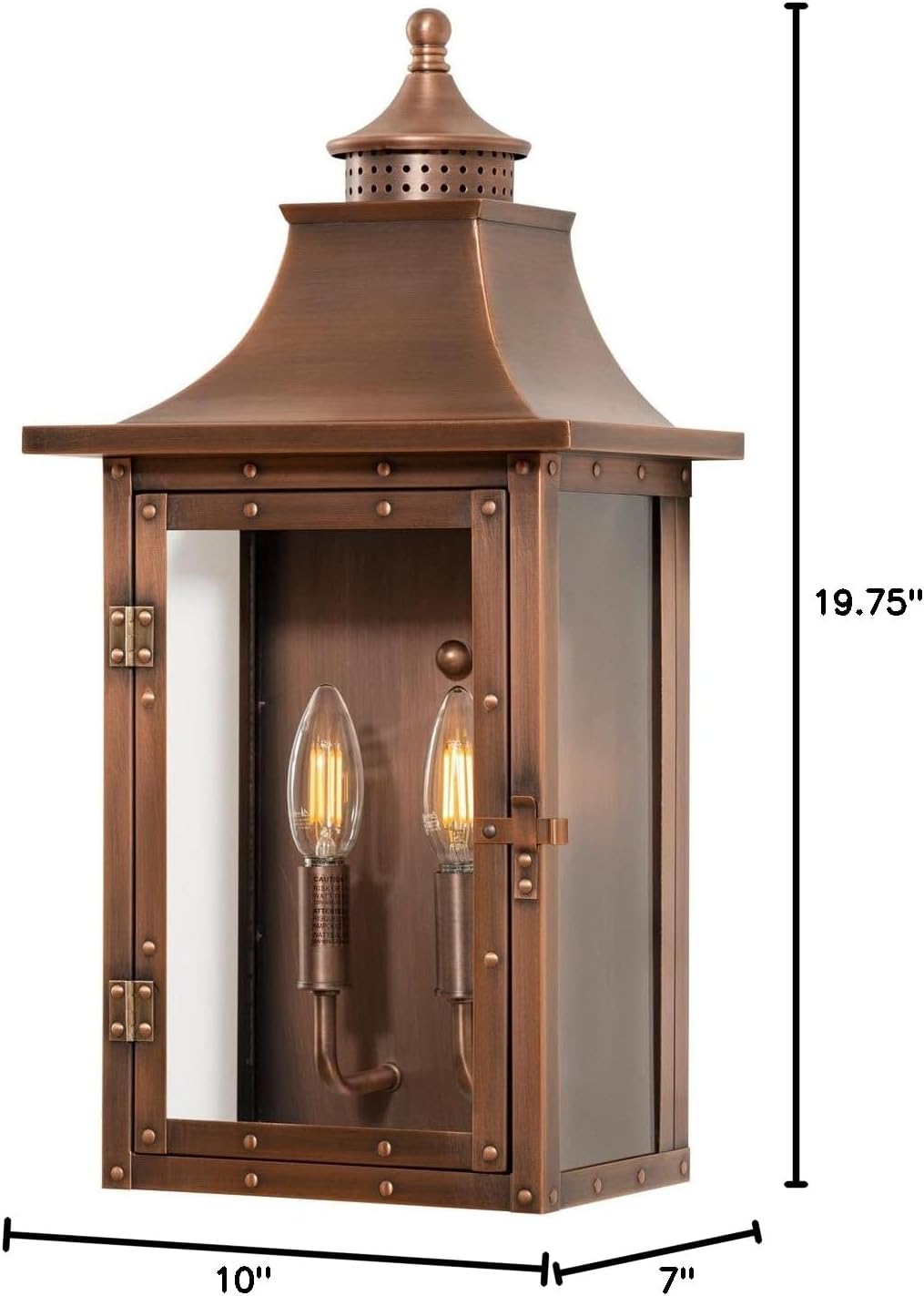Copper Patina 20" Solid Copper Outdoor Wall Lantern with Clear Glass