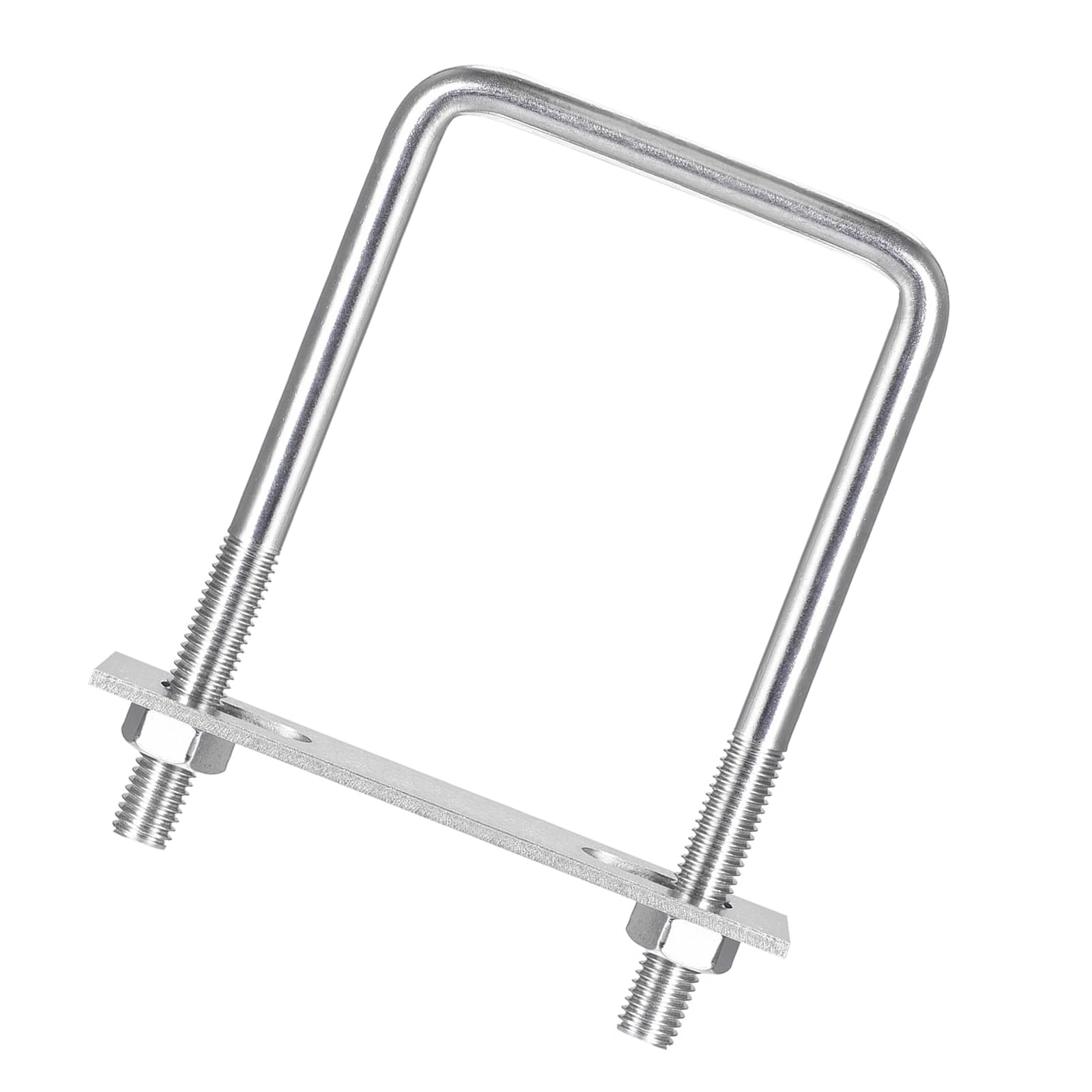 Unifizz Square U-Bolt,2 Set 304 Stainless Steel M10 U Bolts 80mm(3.07") Inner Width 120mm Length with Nuts and Frame Plate for Automobiles Boat Trailer